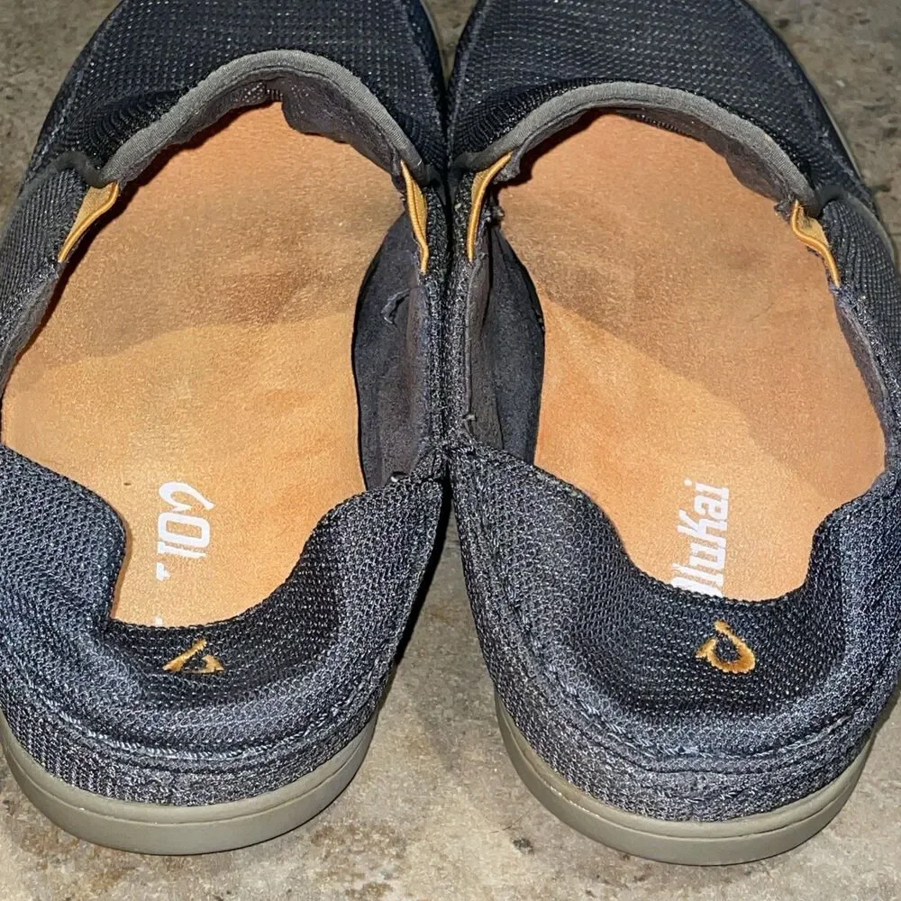 OluKai Nohea Mesh Slip-On Shoes Fog Gray Mens Size 8 EU 41 Fold-Down Heel